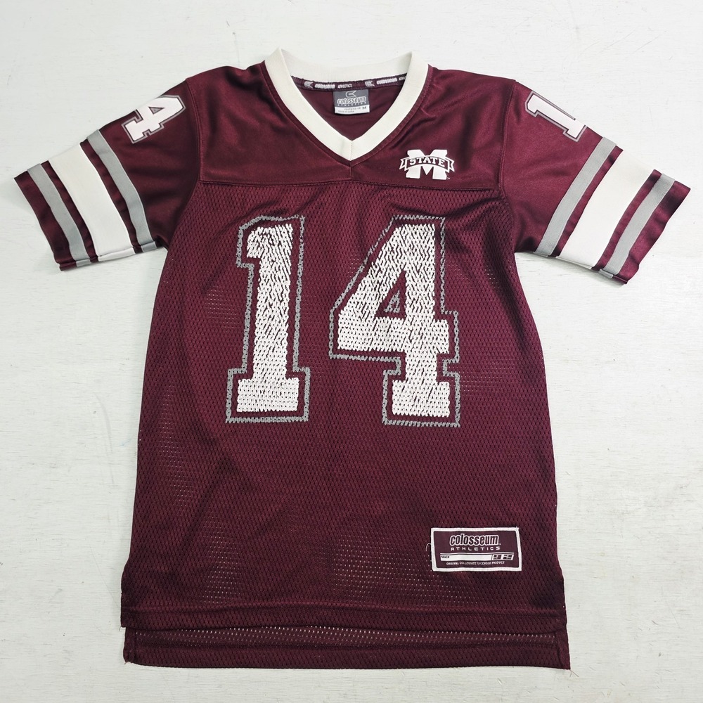 Mississippi‎ State Bulldogs Football Jersey Maroon NCAA Youth Boys Sz M 12/14